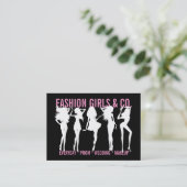 311 Chic Mode Girls Silhouettes Black Pink Visitekaartje (Staand voorkant)