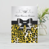 311 Chic Yellow Leopard Bow Metallic Silve Kaart (Staand voorkant)