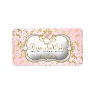 311-Ciao Bella Bejeweled Cakes   Roze achtergrond Etiket