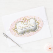 311-Ciao Bella Bejeweled Cakes | Roze achtergrond Ovale Sticker (Envelop)