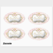 311-Ciao Bella Bejeweled Cakes | Roze achtergrond Ovale Sticker (Vel)