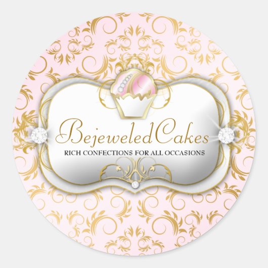 311 Ciao Bella Bejeweled Cakes roze achtergrond Ronde Sticker (Voorkant)