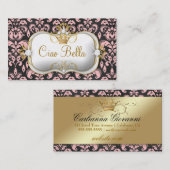 311 Ciao Bella Charcoal Peach Damask Visitekaartje (Voorkant / Achterkant)