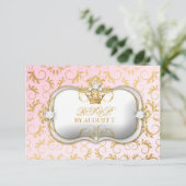 311 Ciao Bella Golden Divine Roze Baby Shower RSVP Kaartje (Staand voorkant)