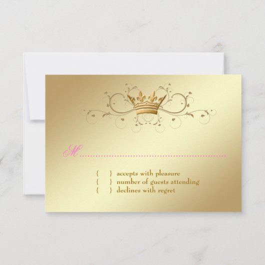 311 Ciao Bella Golden Divine Roze Baby Shower RSVP Kaartje (Achterkant)