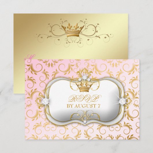 311 Ciao Bella Golden Divine Roze Baby Shower RSVP Kaartje (Voorkant / Achterkant)