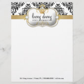 311 Ciao Bella & Lovey Dovey Damask Black Wite Briefhoofd Sjabloon (Voorkant)