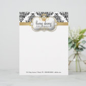 311 Ciao Bella & Lovey Dovey Damask Black Wite Briefhoofd Sjabloon (Staand voorkant)