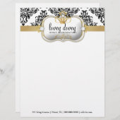 311 Ciao Bella & Lovey Dovey Damask Black Wite Briefhoofd Sjabloon (Voorkant / Achterkant)