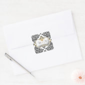 311 Ciao Bella & Lovey Dovey Damask Vierkante Sticker (Envelop)
