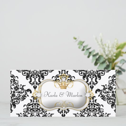 311 Ciao Bella Lovey Dovey Damask Wedding Program Programmakaart (Staand voorkant)