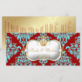 311 Ciao Bella Lovey Dovey Damask Wedding Program Programmakaart (Voorkant / Achterkant)