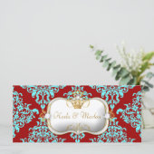 311 Ciao Bella Lovey Dovey Damask Wedding Program Programmakaart (Staand voorkant)