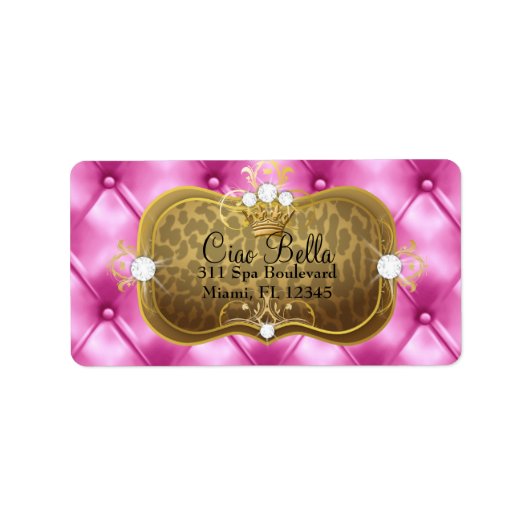 311 Ciao Bella Roze Tuft Luipaard Etiket (Voorkant)