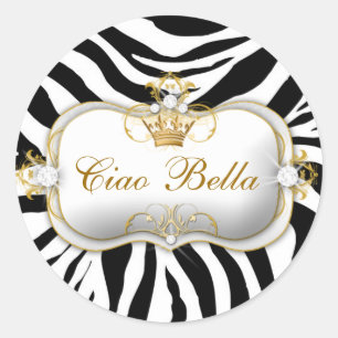 311 Ciao Bella Zebra Stripes Ronde Sticker