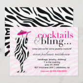 311 Cocktails & bling-Zebra Kaart (Voorkant / Achterkant)