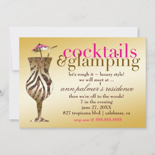 311 Cocktails & Glamping Gold Metallic Kaart (Voorkant)