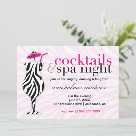 311 Cocktails & Spa-Zebra Kaart (Staand voorkant)