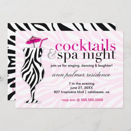 311 Cocktails & Spa-Zebra Kaart (Voorkant / Achterkant)