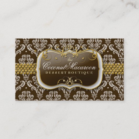 311-Coconut Macaroon Damask Visitekaartje (Voorkant)