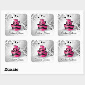 311 Couture Gâteaux Hot Pink Vierkante Sticker (Vel)