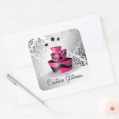 311 Couture Gâteaux Hot Pink Vierkante Sticker (Envelop)