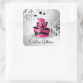 311 Couture Gâteaux Hot Pink Vierkante Sticker (Tas)