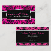 311 Cream Puff & Love Black Hot Pink Damask Visitekaartje (Voorkant / Achterkant)