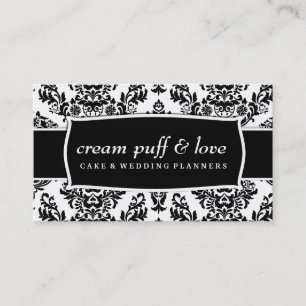 311 Cream Puff & Love Black White Damask Visitekaartje
