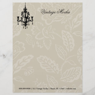 311-Creamy Mocha Damask Chandelier Briefhoofd Ontwerp
