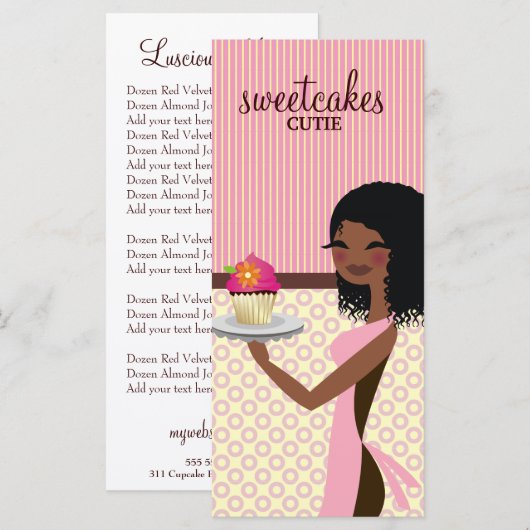 311 Cupcake Cutie African American Pink Menu (Voorkant / Achterkant)