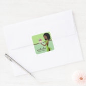 311 Cupcake Cutie Blauw Groen Afrikaans Amerikaans Vierkante Sticker (Envelop)