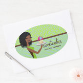 311 Cupcake Cutie Blue Green African American Ovale Sticker (Envelop)