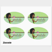 311 Cupcake Cutie Blue Green African American Ovale Sticker (Vel)