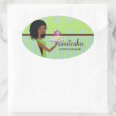 311 Cupcake Cutie Blue Green African American Ovale Sticker (Tas)