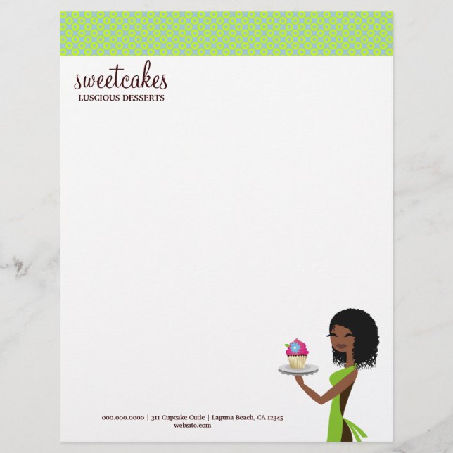 311 Cupcake Cutie Blue, Green Letterhead Persoonlijk Briefhoofd (Voorkant)