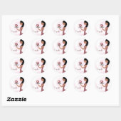 311-Cupcake Cutie Etnisch Golvend Haar Ronde Sticker (Vel)