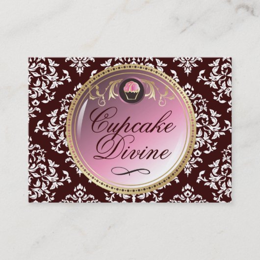 311-Cupcake Divine Damask Visitekaartje (Voorkant)