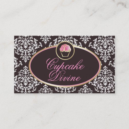 311-Cupcake Divine Solid Damask Visitekaartje (Voorkant)