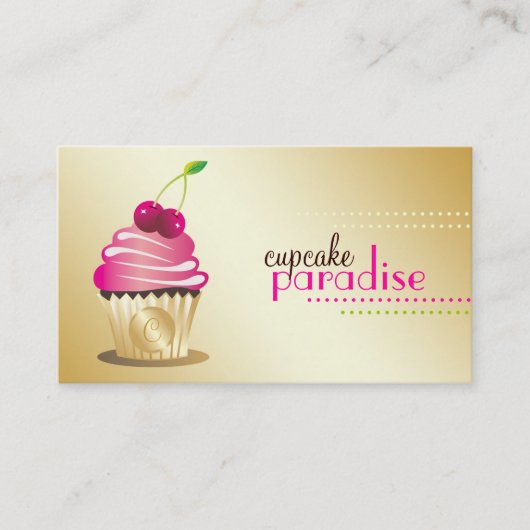311-Cupcake Paradise Monogram Visitekaartje (Voorkant)