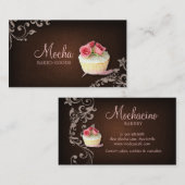 311 Cupcake Visitekaartje Linen bruine roze rozen (Voorkant / Achterkant)