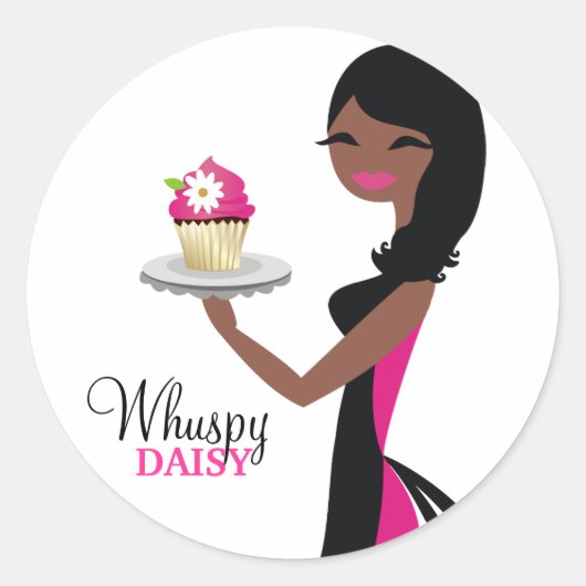 311 Daisy Cupcake Cutie Afrikaans Amerikaans Ronde Sticker (Voorkant)
