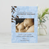 311-Damask Baby Boy Aankondiging (Staand voorkant)