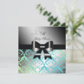 311-Damask Shimmer Black Bow Turq Limoen Baby show Kaart (Staand voorkant)