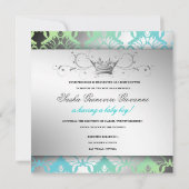 311-Damask Shimmer Black Bow Turq Limoen Baby show Kaart (Achterkant)