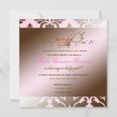 311 Damask Shimmer Bow Brown Pink Baby shower Kaart (Achterkant)