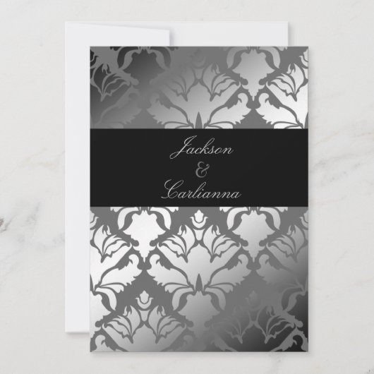 311-Damask Shimmer Grey Storm Invite Kaart (Voorkant)