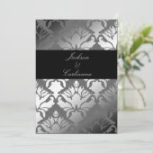 311-Damask Shimmer Grey Storm Invite Kaart (Staand voorkant)