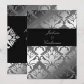 311-Damask Shimmer Grey Storm Invite Kaart (Voorkant / Achterkant)