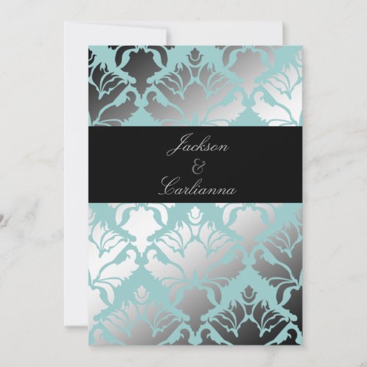 311-Damask Shimmer Mint Invite Kaart (Voorkant)